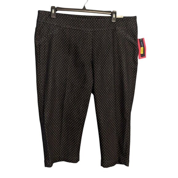 2 Westbound Woman The Park Ave Fit Capri Pants 20W Khaki Tummy Control polka dot - Picture 9 of 16